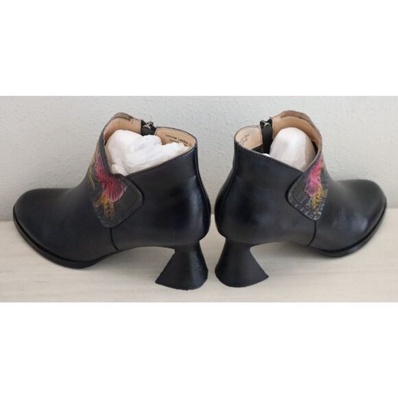 L'Artiste x Spring Step Women Sz 7.5-8 Navy Leather Inspiration Bootie Heels - Picture 4 of 14